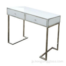 ドレッシングテーブル白いガラスの金属フレーム